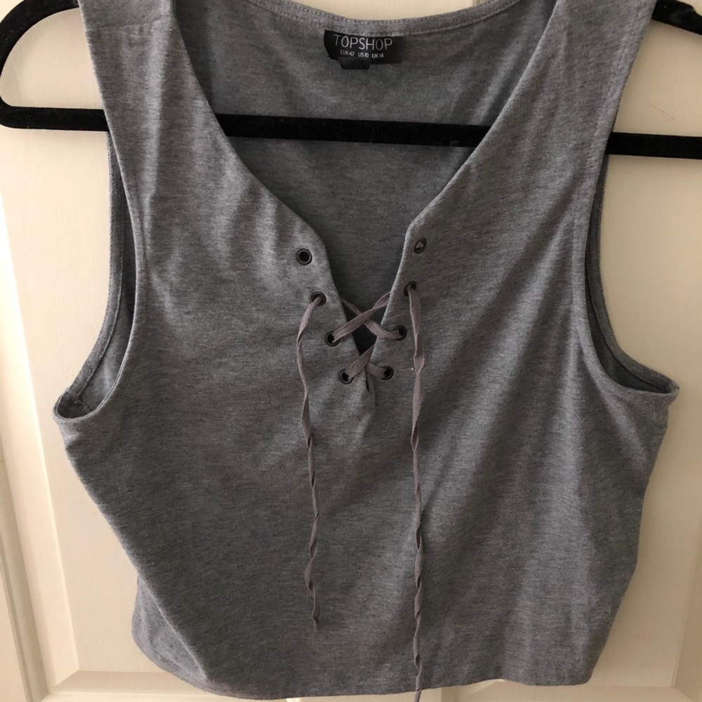 Topshop lace-up crop tank.